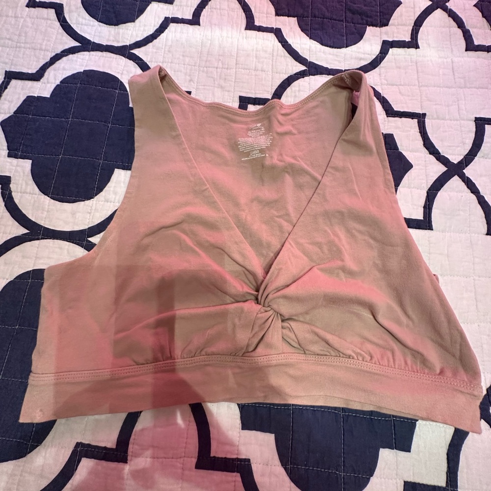 Secret Treasures Pink Tie Front Crop Tank Top